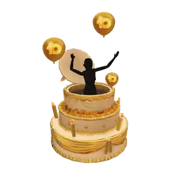 Cosmos Surprise Golden Birthday Cake - Interactive