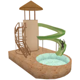 Cosmos Cabana Water Slide Tower - Interactive