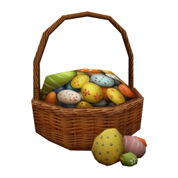 Easter Basket and Scattered Eggs