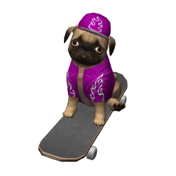 Skateboarding Pug