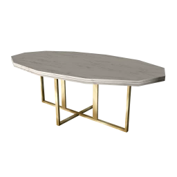Burke Décor Devan Oval Dining Table (White Marble) by BD Studio