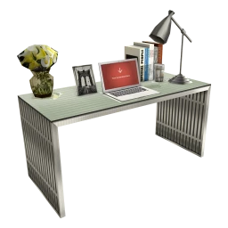 Gridiron Stainless Steel Office Desk in Silver
