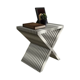 Press Stainless Steel Side Table in Silver