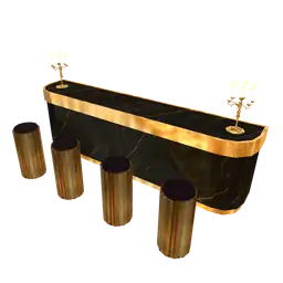 Mod Luxury Gold Finish Bar And Seats