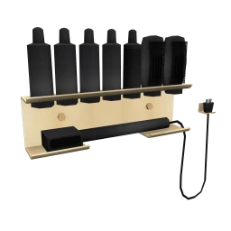 Luxe Hairdresser Curling Iron And Product Shelf