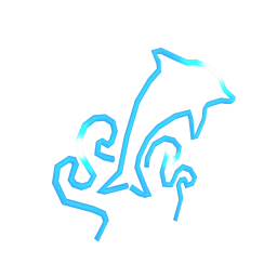 Neon Dolphin Wall Art - Blue